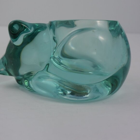 Indiana Glass Teal Aqua Glass Cat Candle Holder - Picture 7 of 7
